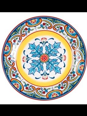 Set Of 4 Euro Ceramica Zanzibar 8.5" Salad Lunch Plates NEW